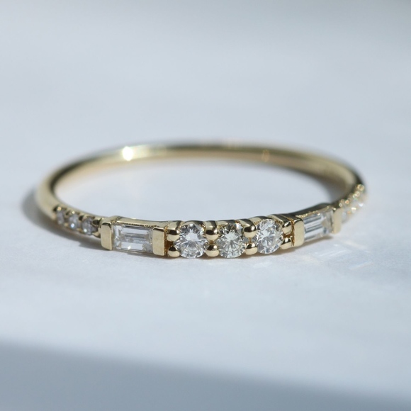 Catbird Jewelry - deco-influenced rose gold wedding band catbird
